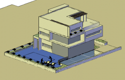 3D modern house design drawing