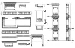 Balcony Plan Cad Block Multiple Balcony Railing Blocks Cad Drawing