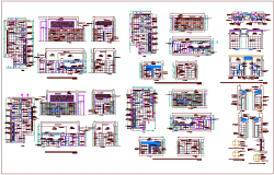 Bathroom design with plan,elevation and sectional view with sanitary view dwg file