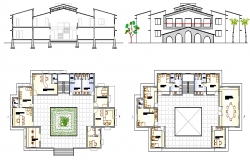Beach Resort Elevation Plan and Design dwg file