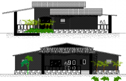 Beach Resort Elevation Plan and Section Plan dwg file