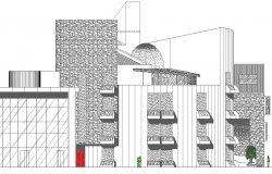 Civic Center Architecture Design and Elevation dwg file