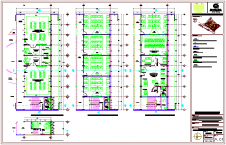 Class room view with laboratory plan in three level view dwg file