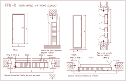 Closet door design view with sectional view dwg file