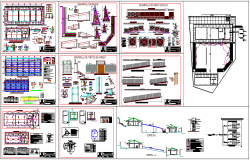 Collage design view class room, column structural view dwg file