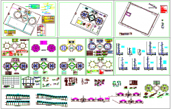 Collage design view with plan view,structural and door and window detail dwg file