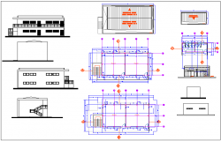 Column view with plan and elevation view for class room dwg file