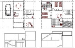 Community Police Station Houses Elevation and Structure Details dwg file