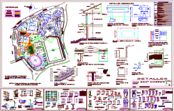 Construction view of collage with door and window view dwg file