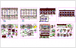 Construction view of college building dwg file