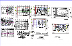 Construction view of school with plan and section view dwg file