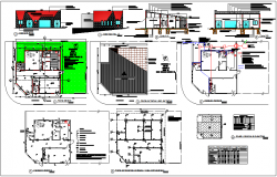Dental hospital plan and sectional view with electrical,sanitary and column view dwg file
