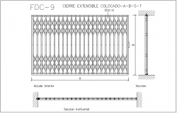 Design of extensible closer placed view with horizontal section dwg file