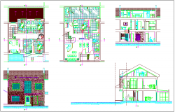 Design view of dental clinic with plan,elevation and section view dwg file