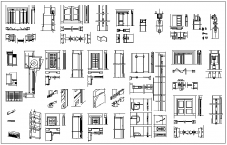 Door and window design view for building plan dwg file