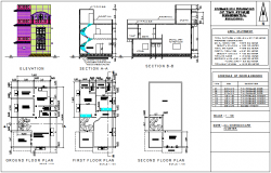 Door and window view with its schedule for house plan dwg file