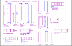 Door design with stained glass window design dwg file