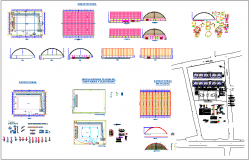 Education center design view with structural,sanitary,electrical and door and view with section view dwg file