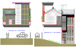 Elevation View of Family House Architecture Design dwg file
