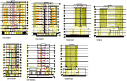 Elevation design drawing of corporate building design drawing