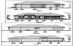 Elevation of bungalow design drawing with roof style