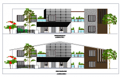 Exterior Elevation of a Farmhouse dwg file