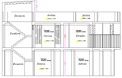Family House Project Section and Structure Details dwg file