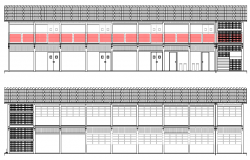 Front Elevation of Corporate Building Design dwg file