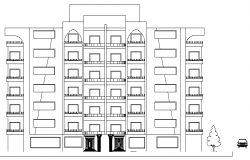 Front Elevation of Multi Family Housing Project dwg file.