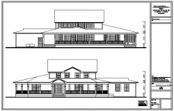 Front side rear view design drawing of bungalow design
