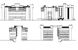 Government Building Design and Elevation dwg file