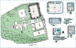 Higher education institute landscape view with different plan of collage dwg file 