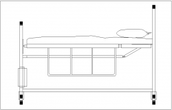 Hospital bed design view in block dwg file