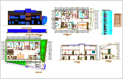 Hospital design view with plan,elevation and sectional view dwg file