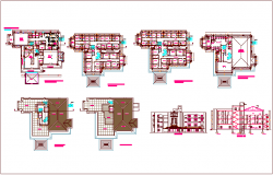 Hotel and resort plan design view with ground to fourt floor plan and elevation dwg file