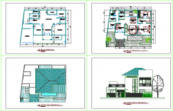 House design view with plan and elevation view dwg file