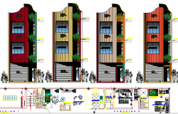 Housing Commerce Building Elevation dwg file