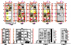 Housing building 4 levels design drawing 