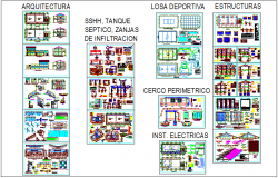 Institute of education plan and section view with plan view of structure,electrical and door and window detail dwg file
