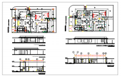 Interior floor plan and exterior elevation of a  housedwg file 