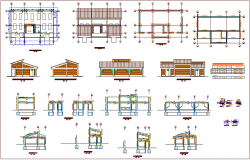 Kitchen design view with plan and elevation with door,winnow & structural detail dwg file