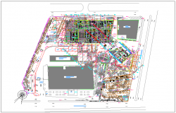 Landscape design view of hospital dwg file