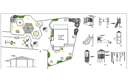 Landscape of Kinder Garden Elevation Design dwg file