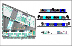 Landscape view and elevation view of collage dwg file