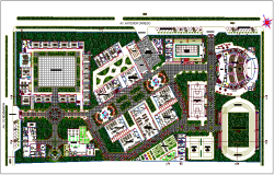 Landscape view of education center plan view dwg file 