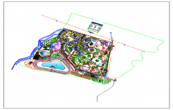 Layout plan of a resort dwg file 