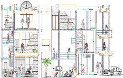 Main Elevation of Local Education Institution Design dwg file