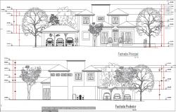 Main view and rear view of residential house.