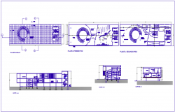 Media library design for corporate office with plan and different axis section view dwg file 