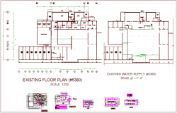 Medical clinic plan view, water supply system, door schedule existing floor dwg file